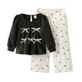 thumbnail image 2 of GBSYEWXS Outfits Sets For Child Girls Size 3 Years-4 Years Long Sleeve Bow Print Tops Pants Breathable Trendy Black Clothing Set, 2 of 6