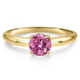 thumbnail image 3 of Gem Stone King 14K Yellow Gold Pink Moissanite Engagement Ring for Women | 1.00 Cttw | Round 6.5MM | Gemstone Birthstone | Size 7, 3 of 6