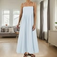 thumbnail image 2 of Vestido largo sin mangas de verano con tirantes finos y ribetes en contraste para mujer, 2 of 6