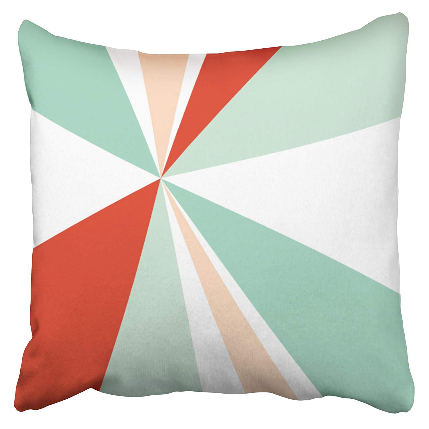 BSDHOME Geometric Burst Triangle Art Red Peach Seafoam Pillowcase