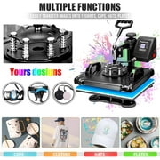 8 in 1 Heat Press Machine, 12 x 15 Combo Digital Multifunctional Sublimation Heat Transfer Machine, 360-degree Rotation Swing Away Shirt Printing Machine for Tshirt,Hat,Mug,Plate