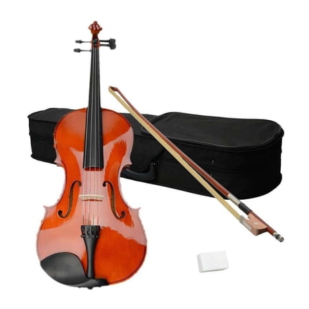 Wqmh 16-Inch Acoustic Viola set for Adults and Beginners, Solid Vintage-Inspired Handmade Wooden Violas with Case, Bow, Rosin, and Four Fine Tuners, Full Size Viola Instrument,Wood