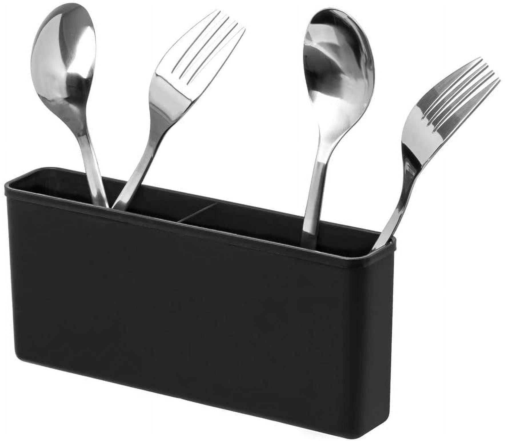 1pc Black Striped Cutlery Holder With Drain Board And Knife Stand