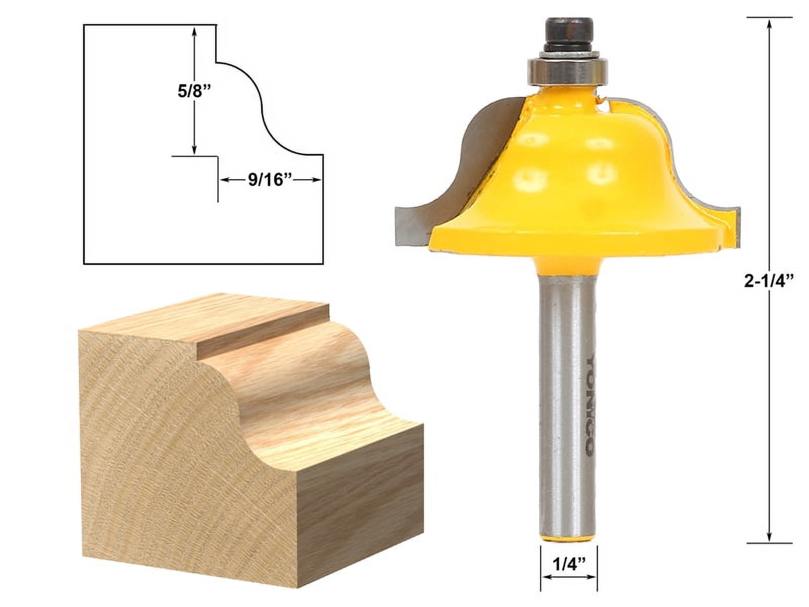 Yonico 13322q 3 Bit Edge Molding Router Bit Set with Large Designer 1/4' Shank