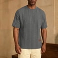 thumbnail image 4 of Mens Short Sleeve T-Shirts Summer Crew Neck Tees Tops for Men Pullover Textured Solid Color Dressy Casual Tshirts Shirts, 4 of 8