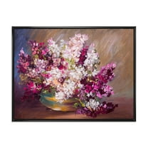 Designart 'Bouquet Of Still Life Lilacs ' Traditional Framed Canvas Wall Art Print