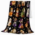 thumbnail image 2 of Whimsical Costume Dogs Halloween Print, Playful Pet Portrait Pattern, Warm Flannel Blanket for Living Room and Bedroom, Dog Lovers Halloween Gift, Pet Lover Home Decor, 2 of 9