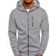 thumbnail image 1 of Sudadera con Capucha para Hombre, Color Gris Claro, Manga Larga, Cremallera, Chaqueta Informal, Sudadera, Chaqueta, Sudadera Ligera de Manga Larga con Cremallera, 1 of 4