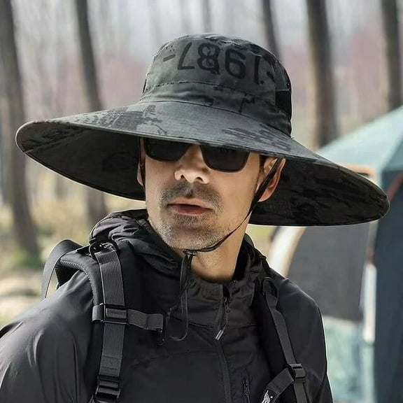SikaFu Summer Men's Outdoor Sunshade Hat 15cm Big Eaves Fishing Hat Sunscreen Hat Mountaineering Sun Hat Foldable Bucket Hats Men