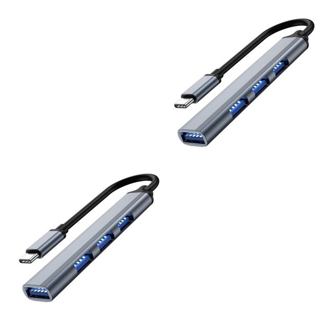 Methold USB Hub Docking Station 4 puertos USB3.0 Alta velocidad Gris Tipo-C 2piezas