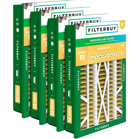 Filterbuy 20x30x5 Air Filter MERV 11 Allergy Defense, Pleated HVAC AC Furnace Filter Replacement for Honeywell FC40R1029, 4-Pack