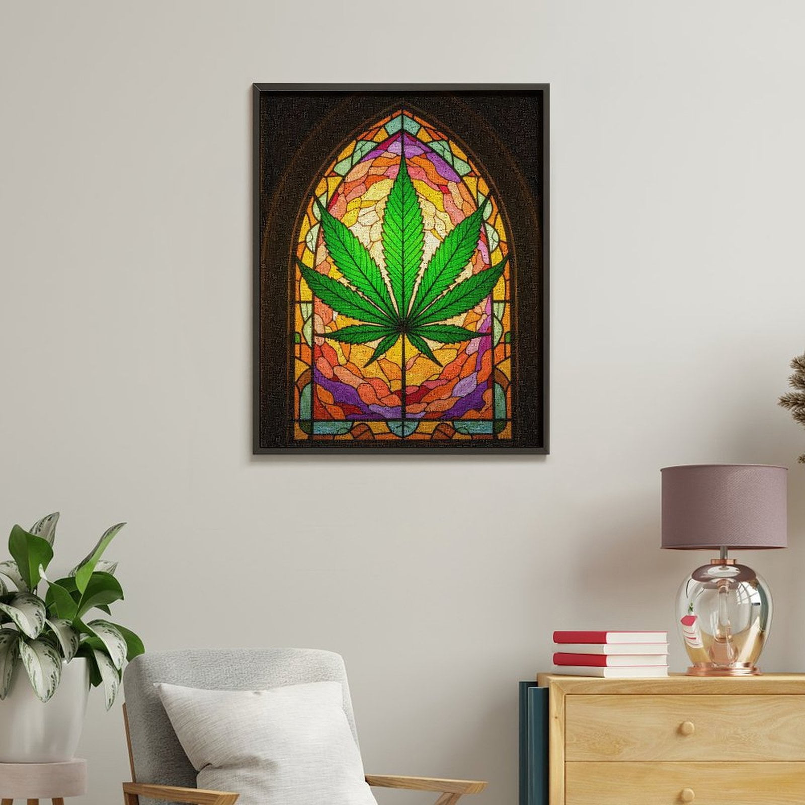 Paint by Numbers Kit for Adults, Colorful Leaf Stained Glass Art Paint by Numbers, Easy Paint by Numbers Kit for Adults Beginner, DIY Adult Paint by Number Kits on Canvas, Home Decor