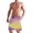 thumbnail image 2 of Dailycode Men's Quick Dry Swim Trunks Beach Shorts Casual Summer Board Shorts with Pockets, Snow Mountain with Aurora, 2 of 8
