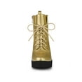 thumbnail image 6 of BLISSFUL STEP Women's Round Toe Block High Heel Lace up Platform Boots, 6 of 7
