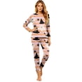 thumbnail image 2 of Halloween Pajamas, Halloween Matching Family Pajamas Pink Witch Hat Ghost Spider Ghost Print Long Sleeve 2 Piece Pj Set Cozy Sleepwear Nightwear Loungewear Winter Holiday Festive Season Photo Outfit, 2 of 6