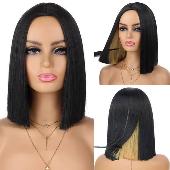 African Ladies Hair Sets with Wavy Curls Center Part Shoulder Length Synthetic Wig for Everyday Style