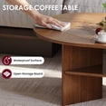 thumbnail image 6 of Gelloan 47" Modern Coffee Table,Oval Coffee Table,Double-layer Coffee Table with Sturdy Pedestal for Apartment,Living Room,Bedroom,Walnut, 6 of 7