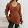 thumbnail image 5 of Eltusu Women Maternity Long Sleeve Tops, V-Neck Solid Color Pullover Comfort Pregnancy Clothes Brown Size L, 5 of 6