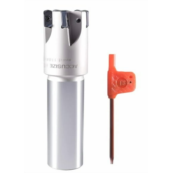 Accusize Moulin de Bout Indexable 1-1/4 Pouces HFEM, Tige de 1 Pouces, 5 Flûtes, avec Inserts LNMU030312R-JM, HFEM-1114