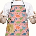 thumbnail image 2 of Pink Dinosaur Floral Pattern Apron-Garden Aprons for Women with Pockets-Cotton Linen Waterproof Kitchen Cooking Gardening Aprons Adjustable for Kitchen,Cooking,BBQ and Salon 33x27 Inch, 2 of 7