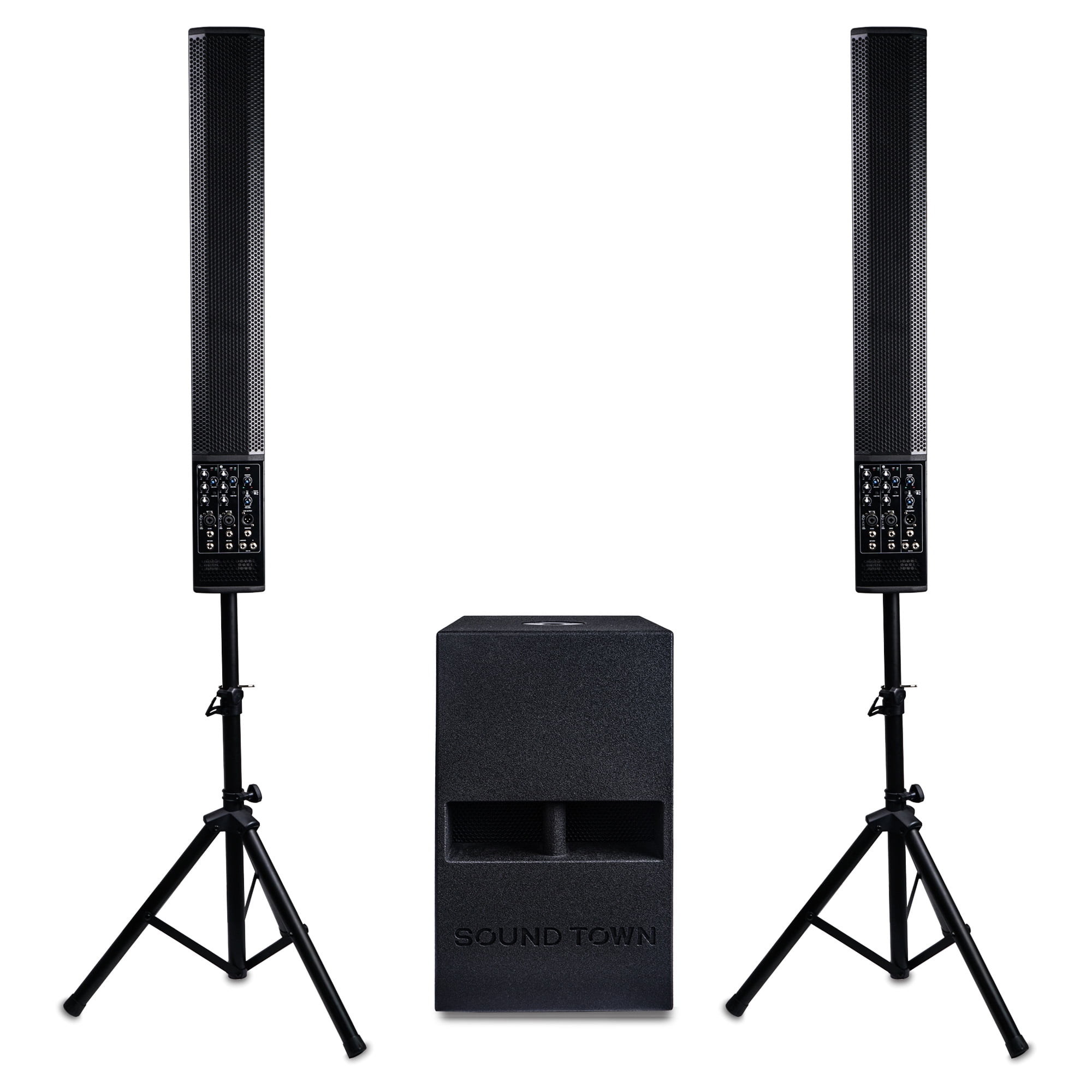 Sound Town Powered Column Speaker PA System with Two 6 x 5” Column