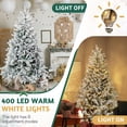 thumbnail image 3 of UBesGoo 7ft Snow Flocked Christmas Tree, Pre-Lit Hinged Artificial Pine with 400 Lights, Snowy Green, 3 of 12