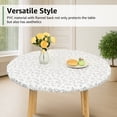 thumbnail image 2 of Tcwhniev Indoor Outdoor Round Fitted Vinyl Tablecloth, Flannel Backing, Elastic Edge, Waterproof Wipeable PVC Table Cover, Small Leaf Pattern, for Table of 43-55’’ Diameter, 2 of 9