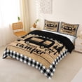 thumbnail image 2 of Catabedysis Plaid Camping Bedding,Sweet Camper Print Duvet Cover Full For Boys,Multicolor,Black Reversible,3pcs,1 Duvet Cover and 2 Pillowcases, 2 of 6