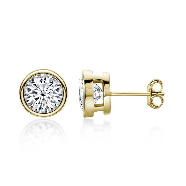 Pendientes clásicos de moissanita genuina de cuatro garras de color D para mujer, joyería para las orejas chapada en oro de plata de ley 925