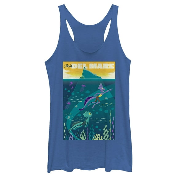 Women's Luca Isola Del Mare Poster Racerback Tank Top Royal Blue Heather Small