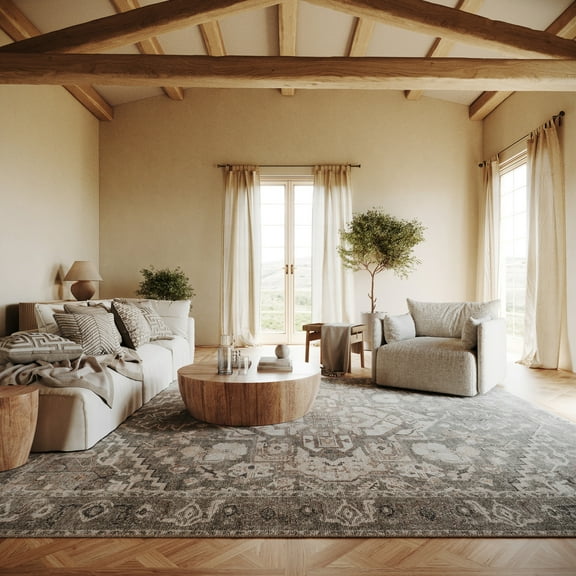 nuLOOM Sorinelle Vintage & Distressed Washable Rug, 10' x 12', Sorinelle Sage