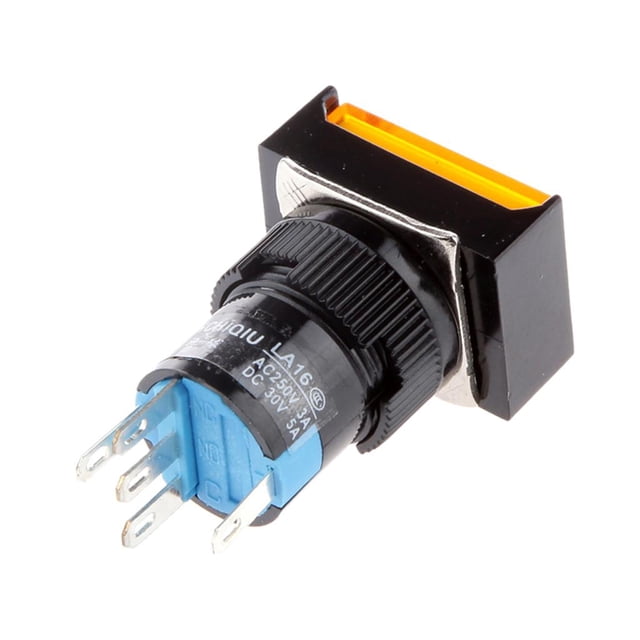 Interruptor Cola rectangular de restablecimiento automático momentáneo 24 V CC con luz LED amarillo