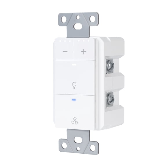 Akicon Dimmer Switch with Night Light, Step & Smooth Dimming Wall Switch for Bathroom Exhaust Fan, Single Pole, Neutral Wire Required, UL Listed, White