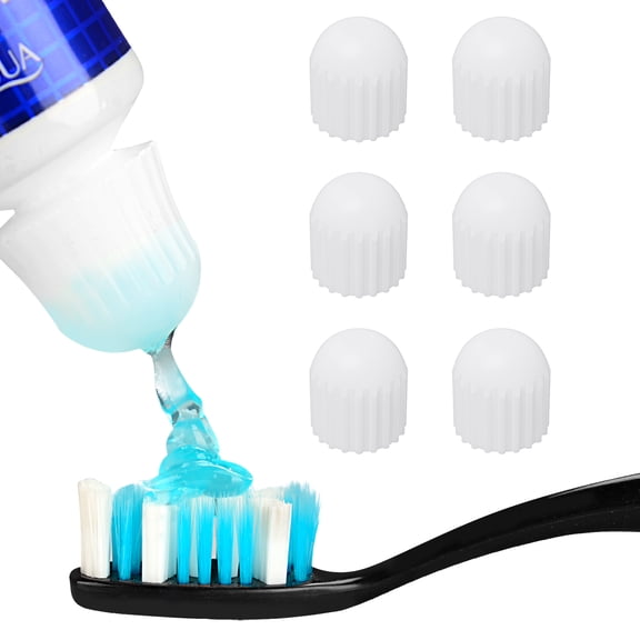 Linkidea 6 Pack Self Closing Toothpaste Caps for Kids Adult Bulk Pack, Wholesale Multi-Pack Silicone No Waste Toothpaste Saver Cap Dispensers (White)
