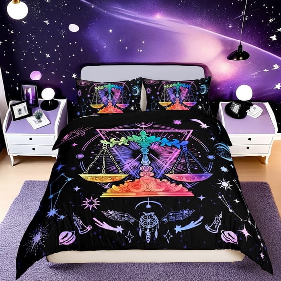 Erosebridal Boho Libra Duvet Cover Twin, Hippie Horoscope Bedding Sets Twin Size, Constellations Astrology Home Decor, Reversible 2 Pieces (No Comforter)