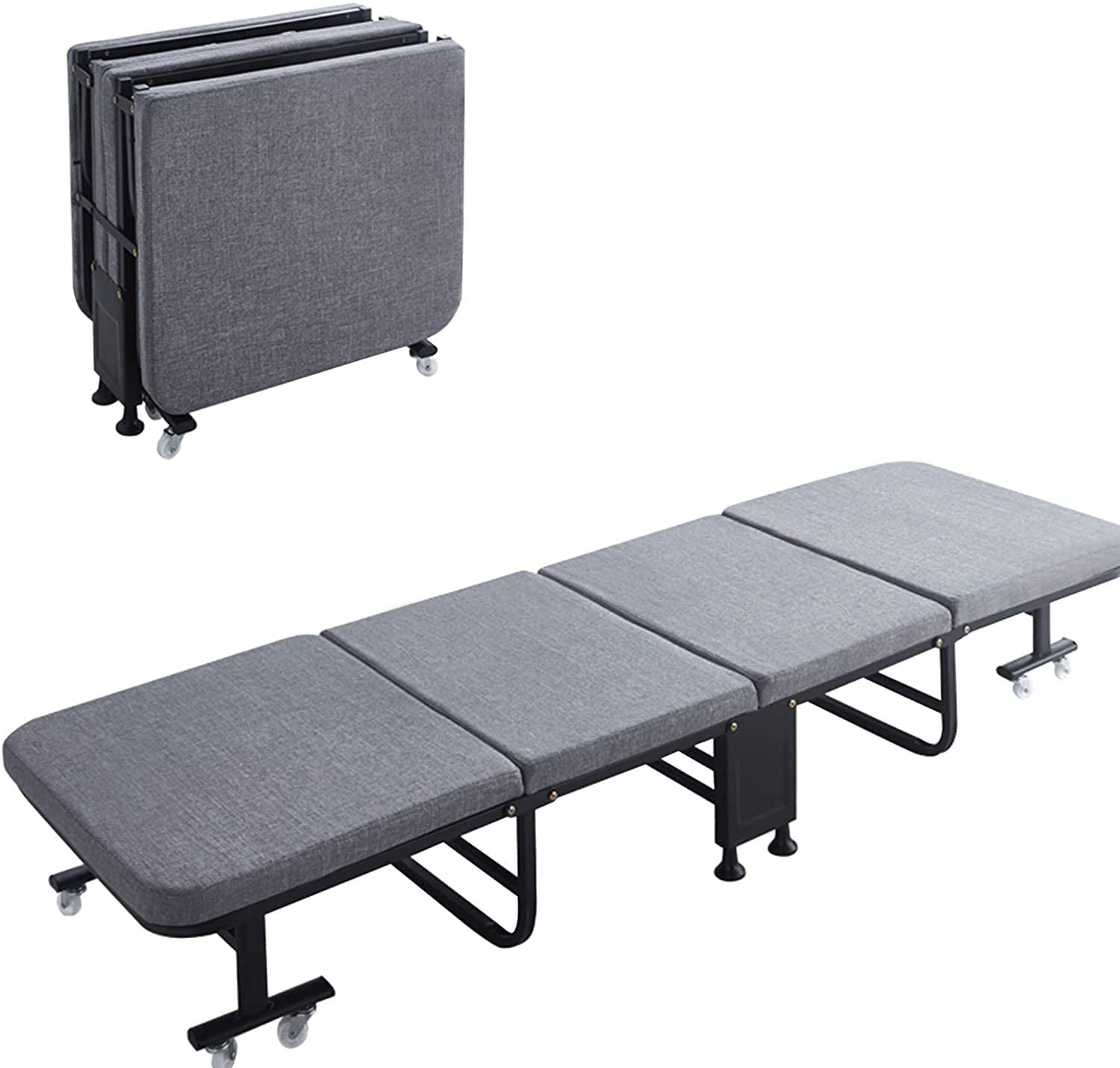 Folding Bed Rollaway Bed Portable Foldable Bed With Mattress Fold Up Bed With Wheels Easy Storage Space Saving Sturdy Frame Walmart Com Walmart Com