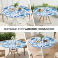 thumbnail image 7 of Round Fitted Tablecloth with Elastic Edge, Botanical Print on Durable Polyester, Reusable and Water-Resistant, Fits 44-52 Inch Dining or Patio Table, 7 of 7