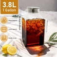 thumbnail image 2 of 1 Gallon Square Glass Pitcher with Lid and Spout Borosilicate Glass Carafe for Hot/Cold Drink Water Pitcher with Handle for Fridge Large Jug for Iced Tea Coffee Juice Beverage, 2 of 13