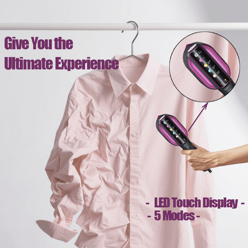 Travel Garment Steamer, 1200W 2-in-1 Steam and Dry Iron LED Display with 5 Modes 110–120V