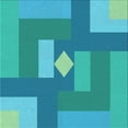 thumbnail image 1 of Ahgly Company Tapis d'Intérieur Lavable en Machine Carré Transitionnel Turquoise Bleu Vif, 5 Pieds Carré, 1 of 7