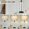 thumbnail image 3 of Cinkeda Industrial Black Table Lamps Set of 2 for Living Room Bedroom 26" Tall Modern Clear Glass 3 Way Dimmable Touch Control Bedside Nightstand Lamp with USB C+A Ports AC Outlet, 3 of 6