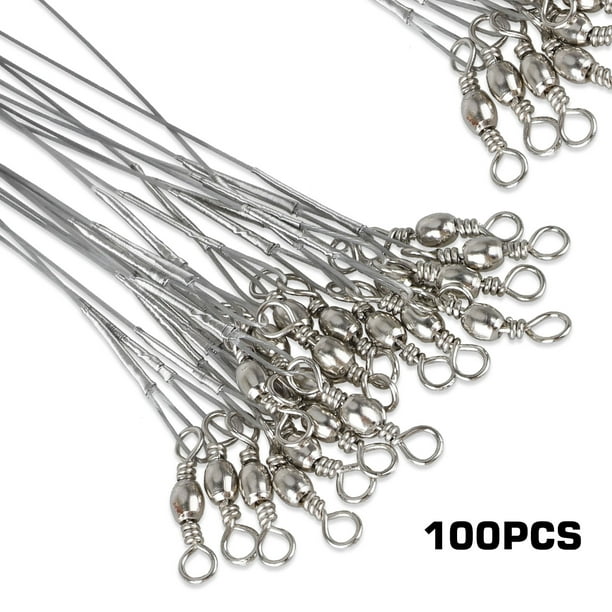 100PCS Fishing Wire Trace Lure Leaders, TSV Stainless Steel HighStrength Fishing Wire Rigs