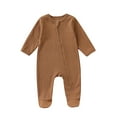 thumbnail image 3 of UQJfacai Unisex Baby Onesies Boys Girs Ribbed Knit Long Sleeve Cotton Bodysuit Infant Romper Toddler Soft Solid Zipper Jumpsuits 3-18 Months, 3 of 6