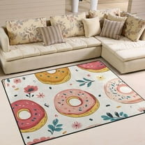 Yayeee Area Rugs for Living Room 5.2'x4' Indoor Non Slip Washable Bedroom Carpet, Pink Donut