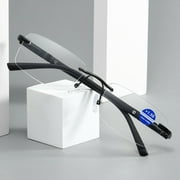 1 Pair Mens Rectangular Rimless Blue Light Blocking Reading Glasses Spring Hinge Readers +1.00