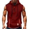 thumbnail image 3 of Sookity Men's Big and Tall Vest Casual Sleeveless Shirts Cargo Vest with Hood Quater Zip Up Pullover Tops Casual Workout Mens Outdoor Vest with Pockets,Mens Wine Vest L, 3 of 5