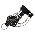thumbnail image 1 of 2x de material cuero Negr Hombre, Cadena de Esbones, de Esquelético Hugo pulsera de anillo de dedo de los hombres, 1 of 9