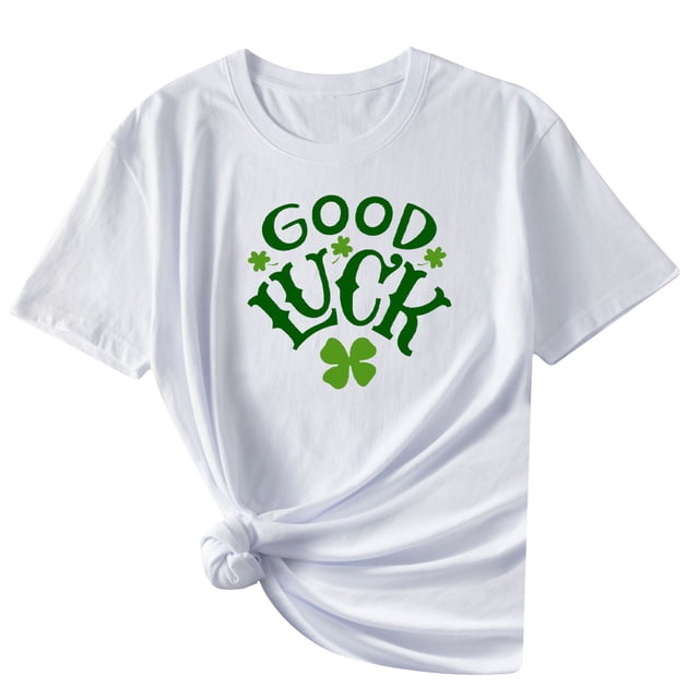CEHVOM T-Shirt Décontracté pour Femmes à Manches Courtes avec Imprimé Trèfle de la Saint-Patrick