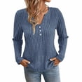 thumbnail image 6 of LWFFDAW Ribbed Knit Fall Sweaters for Women Long Sleeve Dressy Casual Button Henley Sweaters Lightweight Soft Loose Pullover Sweater, 6 of 6