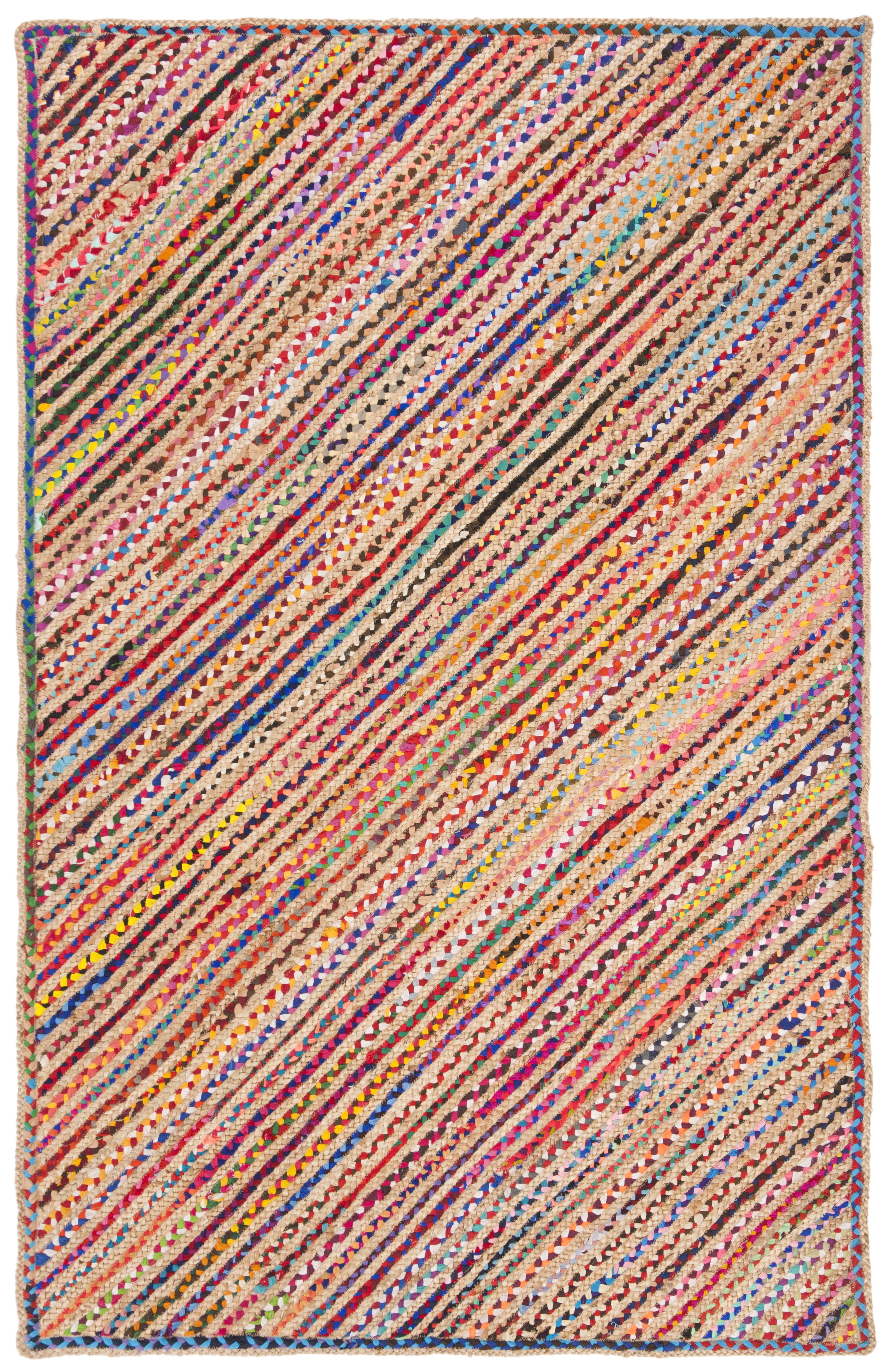 SAFAVIEH Cape Cod Jarvis Striped Area Rug, Natural/Red, 5' x 8'